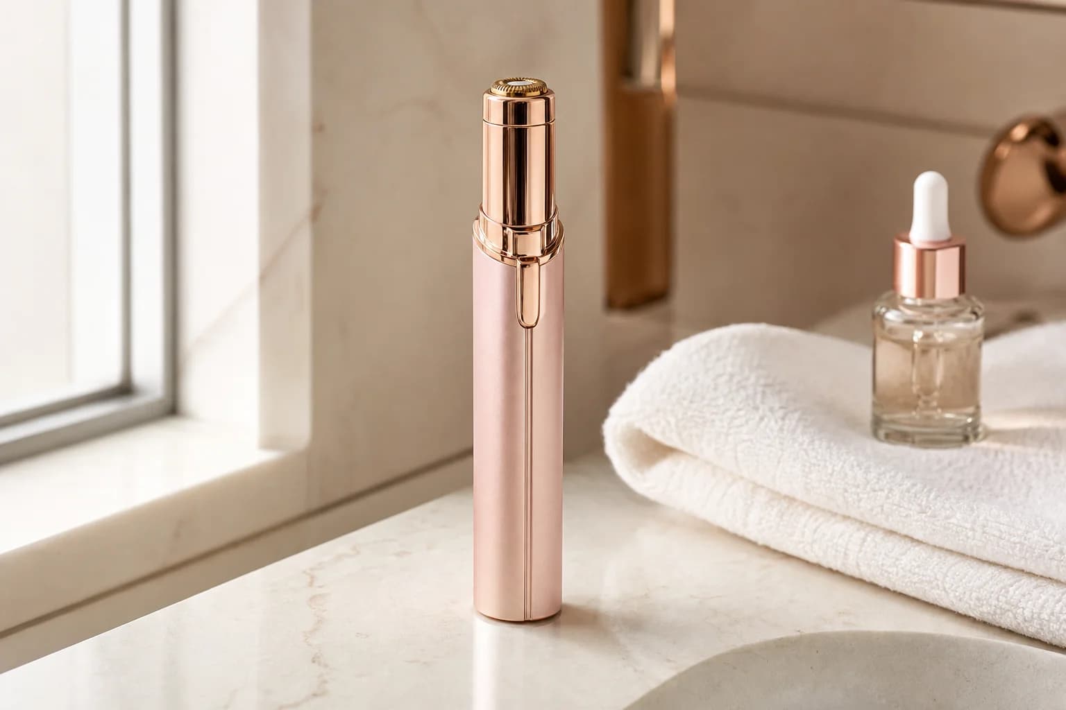 Velora Pro trimmer on a marble bathroom vanity